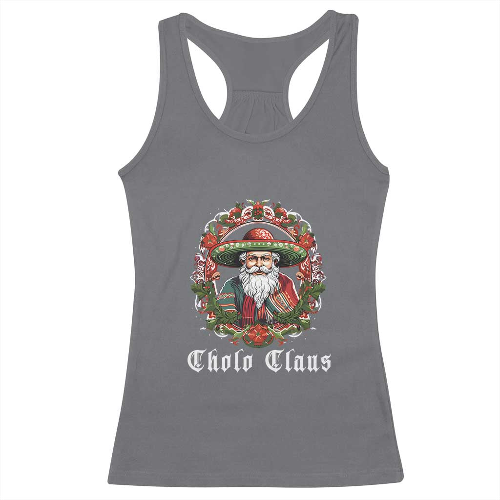 Mexican Christmas Cholo Claus Santa Racerback Tank Top Funny Xmas in Mexico Latin America