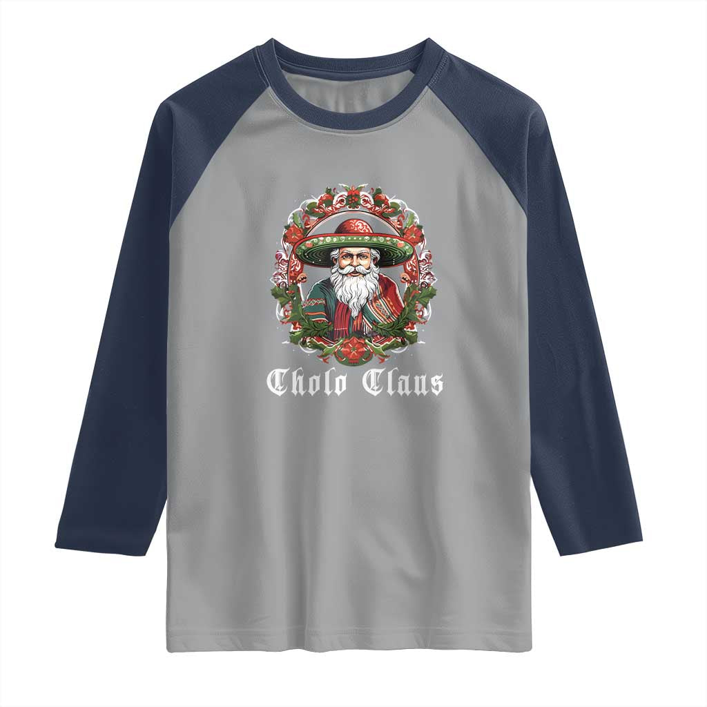 Mexican Christmas Cholo Claus Santa Raglan Shirt Funny Xmas in Mexico Latin America