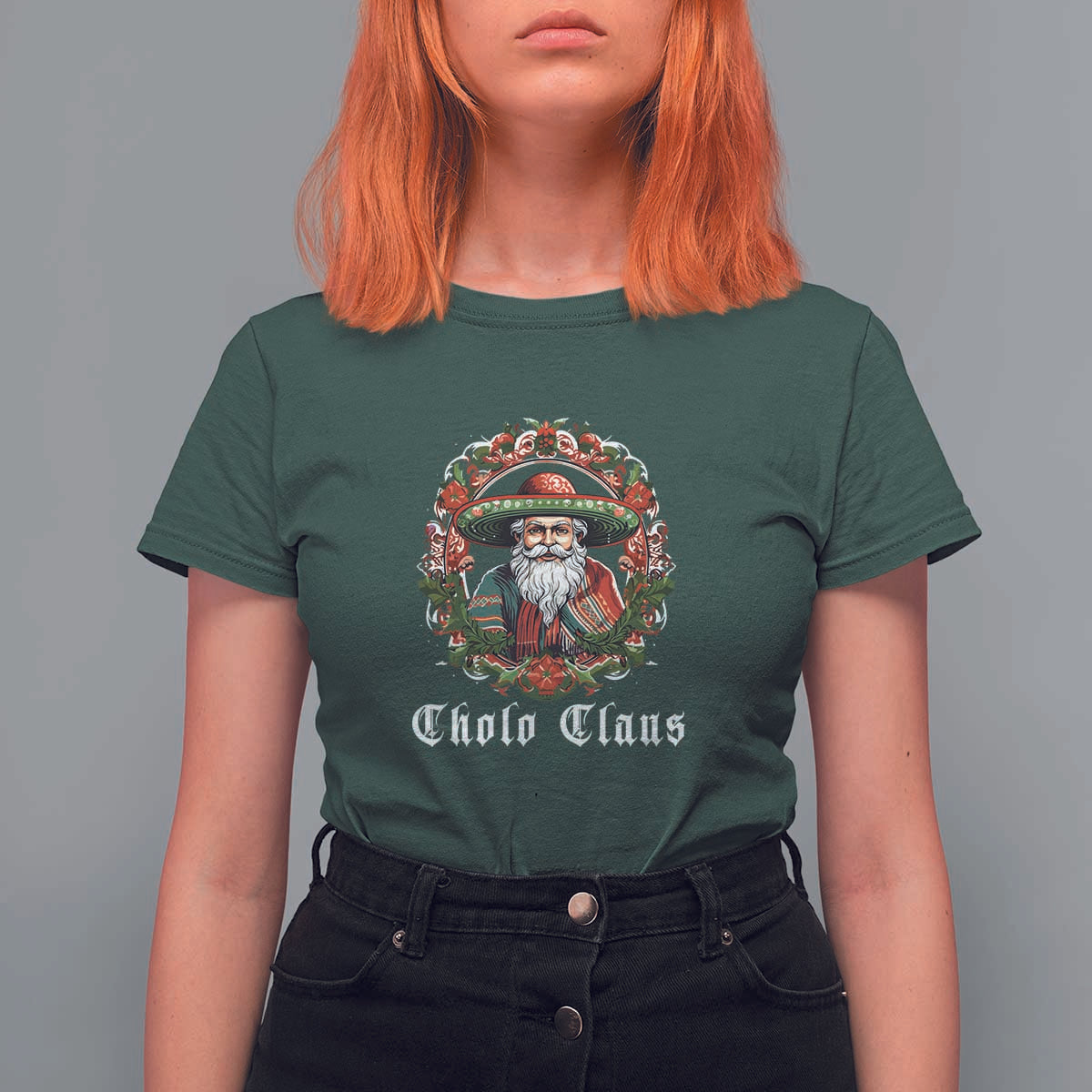 Mexican Christmas Cholo Claus Santa T Shirt For Women Funny Xmas in Mexico Latin America - Wonder Print Shop