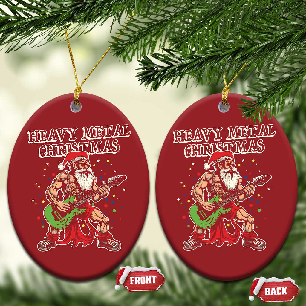 Heavy Metal Santa Christmas Ornament Playing Guitar Christmas Rock Music Lover - Wonder Print Shop