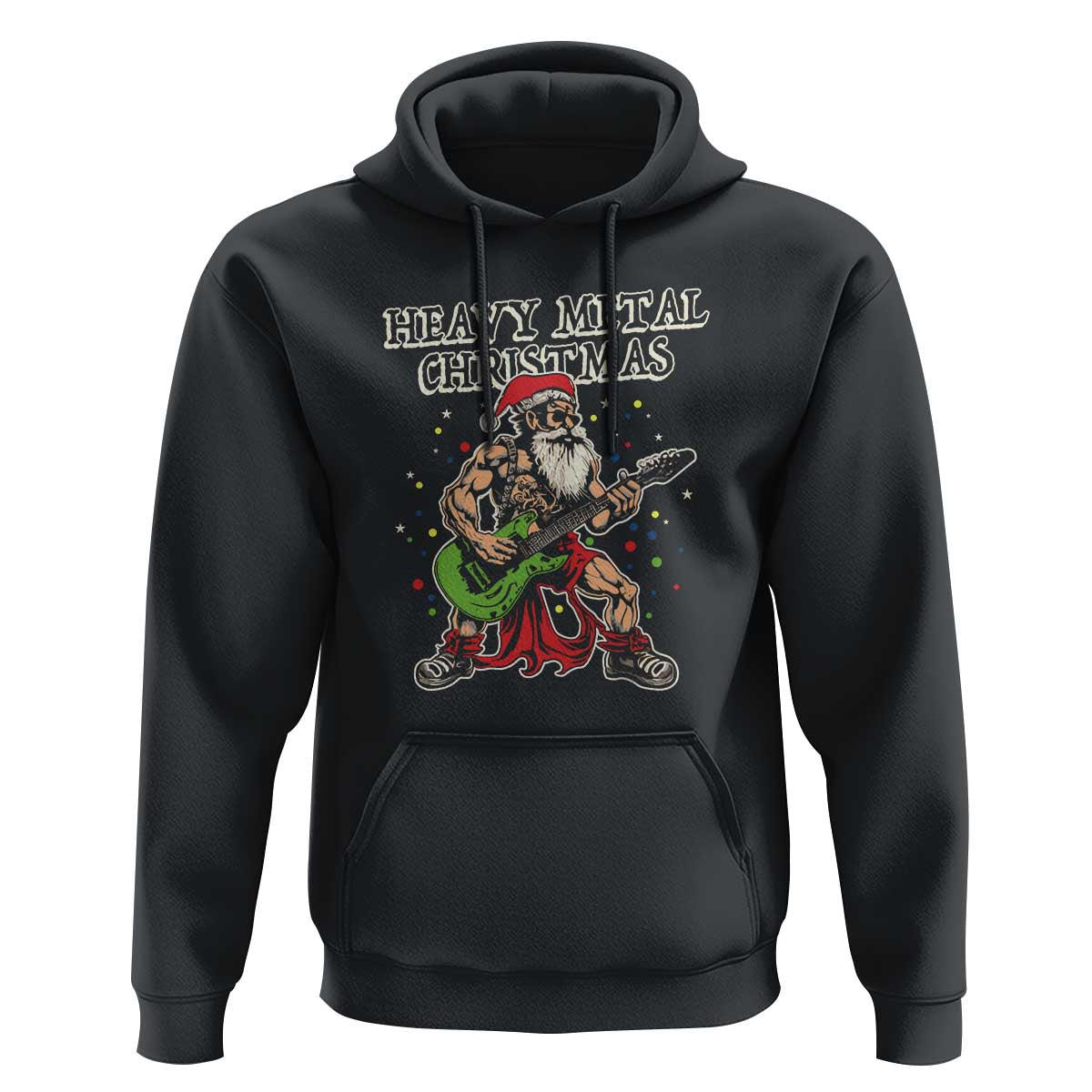 Heavy Metal Santa Hoodie Playing Guitar Christmas Rock Music Lover