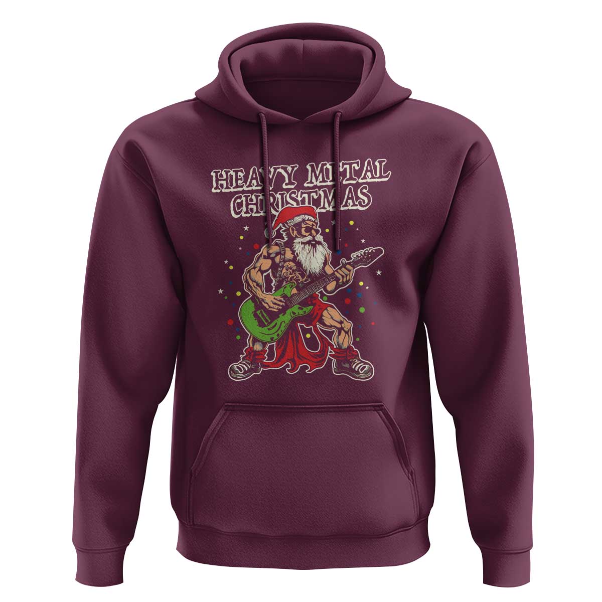 Heavy Metal Santa Hoodie Playing Guitar Christmas Rock Music Lover