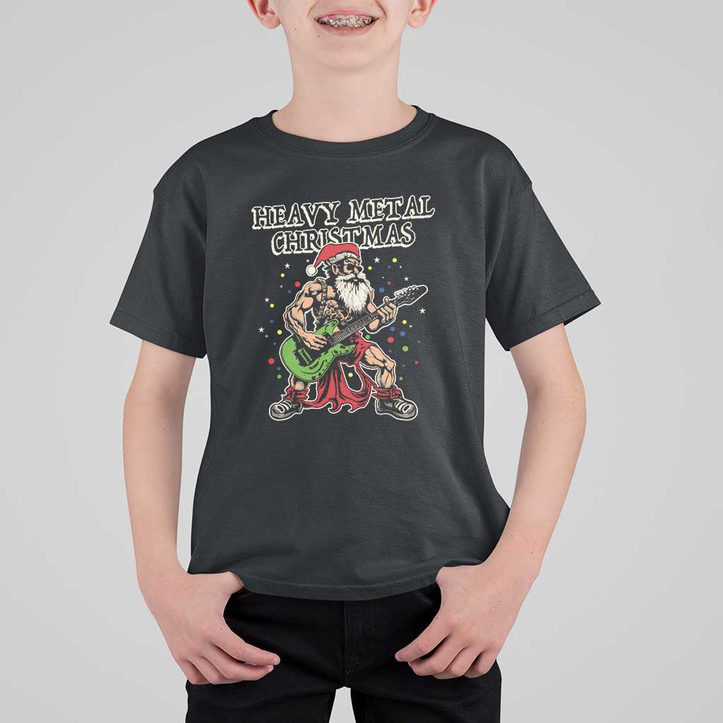 Heavy Metal Santa T Shirt For Kid Playing Guitar Christmas Rock Music Lover - Wonder Print Shop