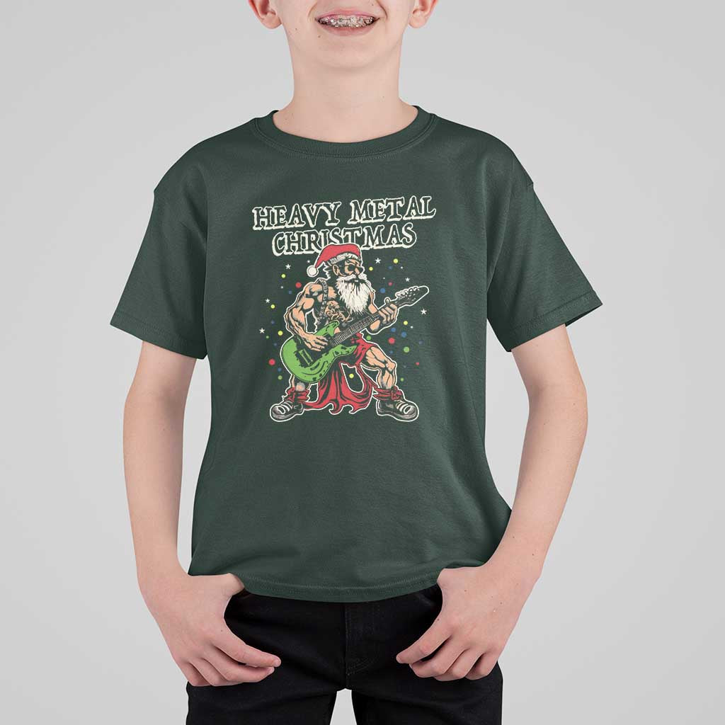 Heavy Metal Santa T Shirt For Kid Playing Guitar Christmas Rock Music Lover - Wonder Print Shop