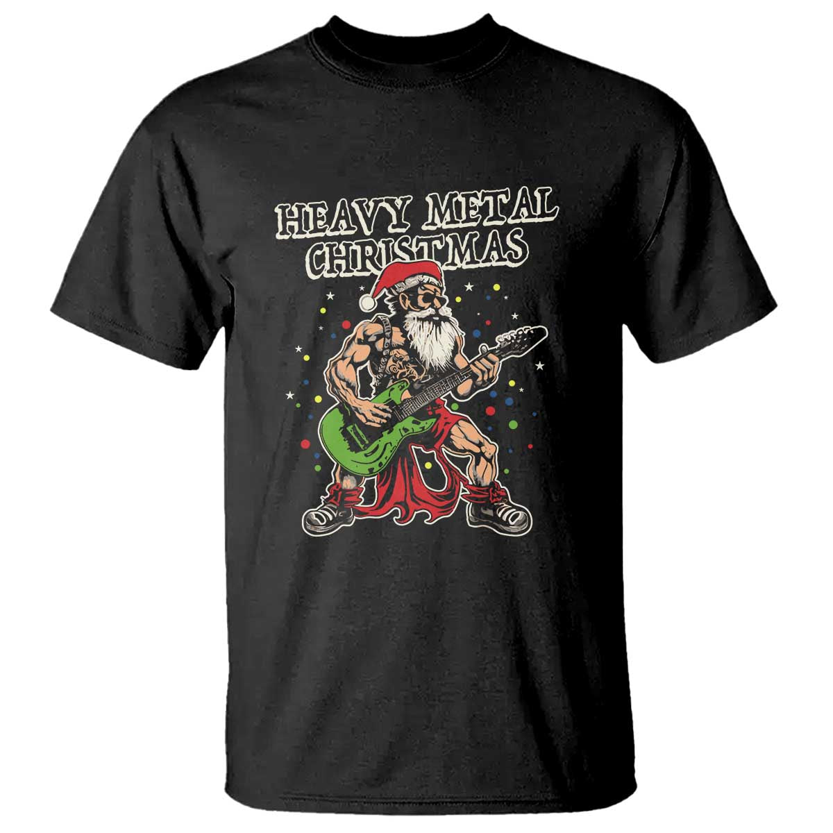 Heavy Metal Santa T Shirt Playing Guitar Christmas Rock Music Lover - Wonder Print Shop