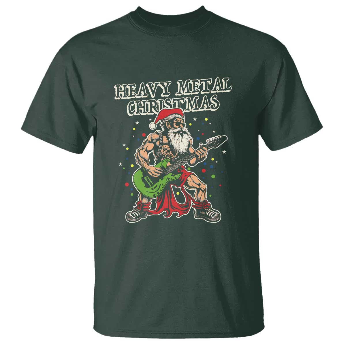 Heavy Metal Santa T Shirt Playing Guitar Christmas Rock Music Lover - Wonder Print Shop