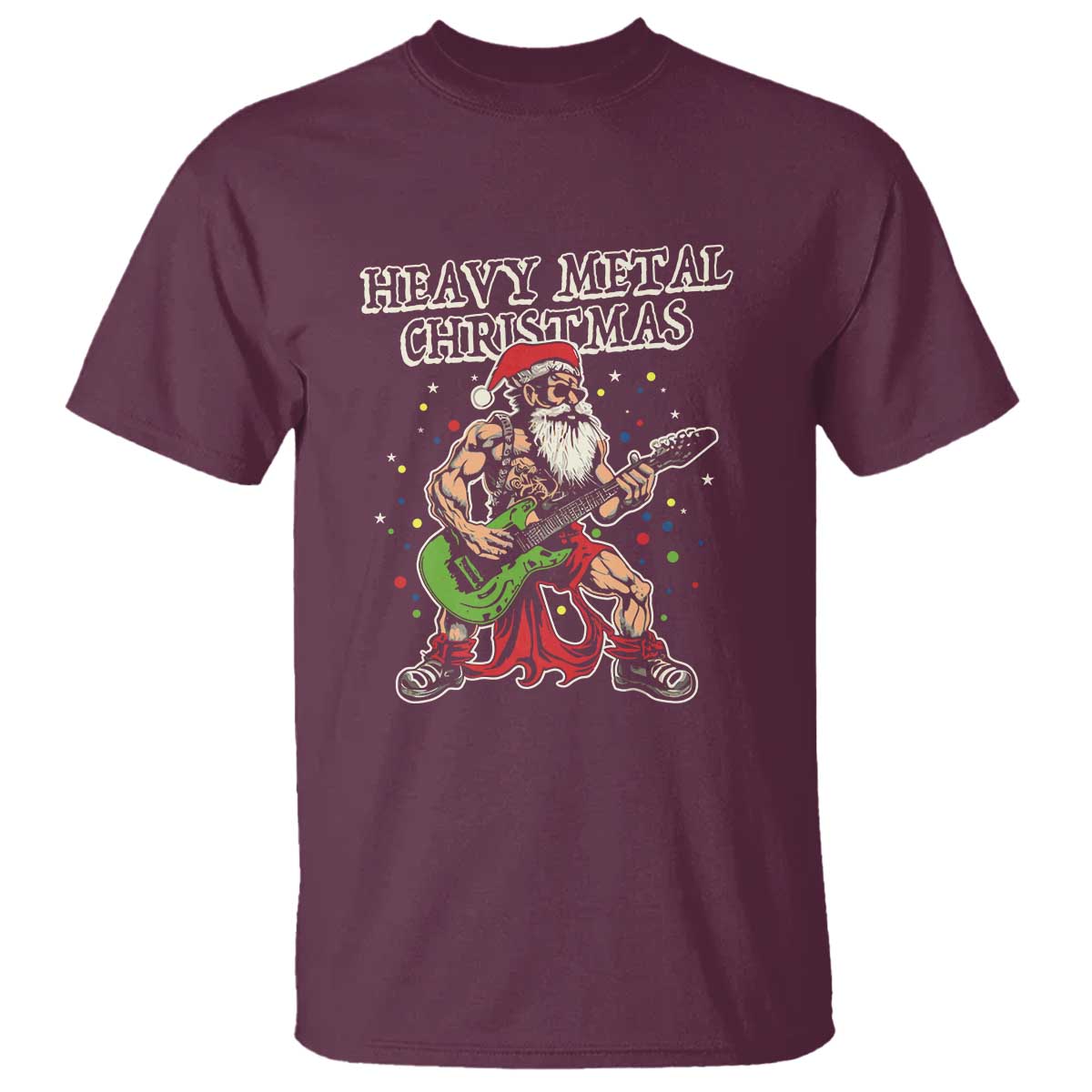 Heavy Metal Santa T Shirt Playing Guitar Christmas Rock Music Lover - Wonder Print Shop