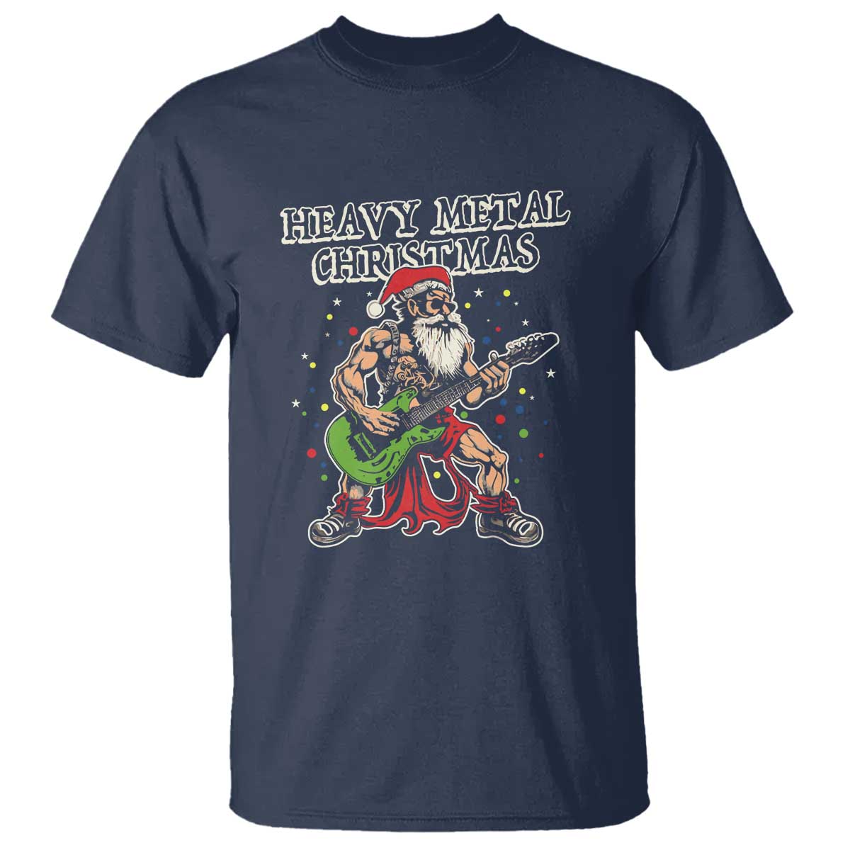 Heavy Metal Santa T Shirt Playing Guitar Christmas Rock Music Lover - Wonder Print Shop
