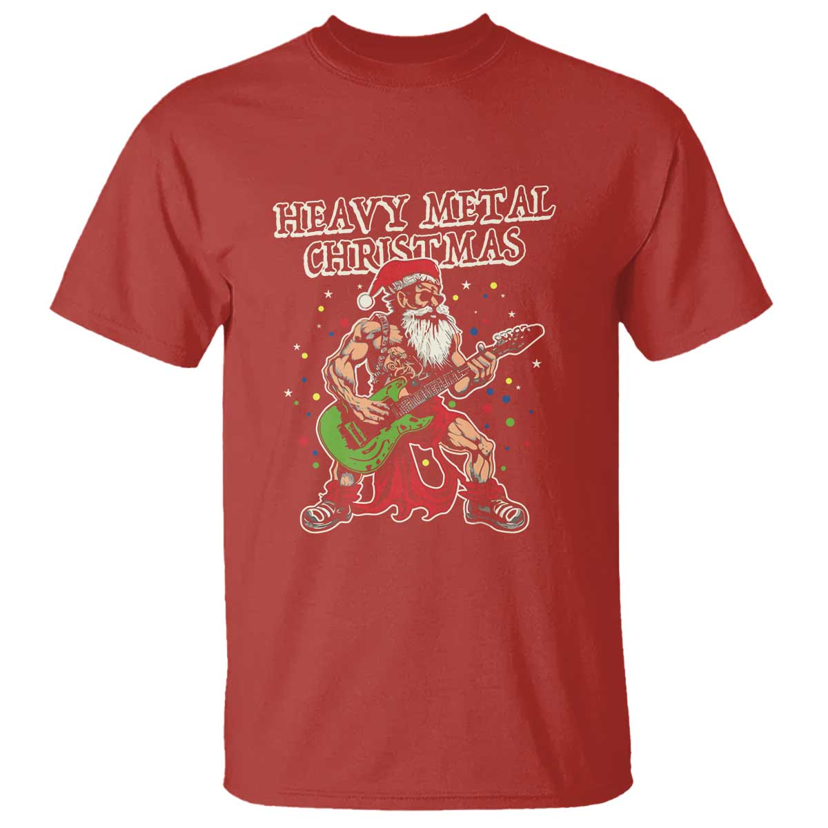 Heavy Metal Santa T Shirt Playing Guitar Christmas Rock Music Lover - Wonder Print Shop