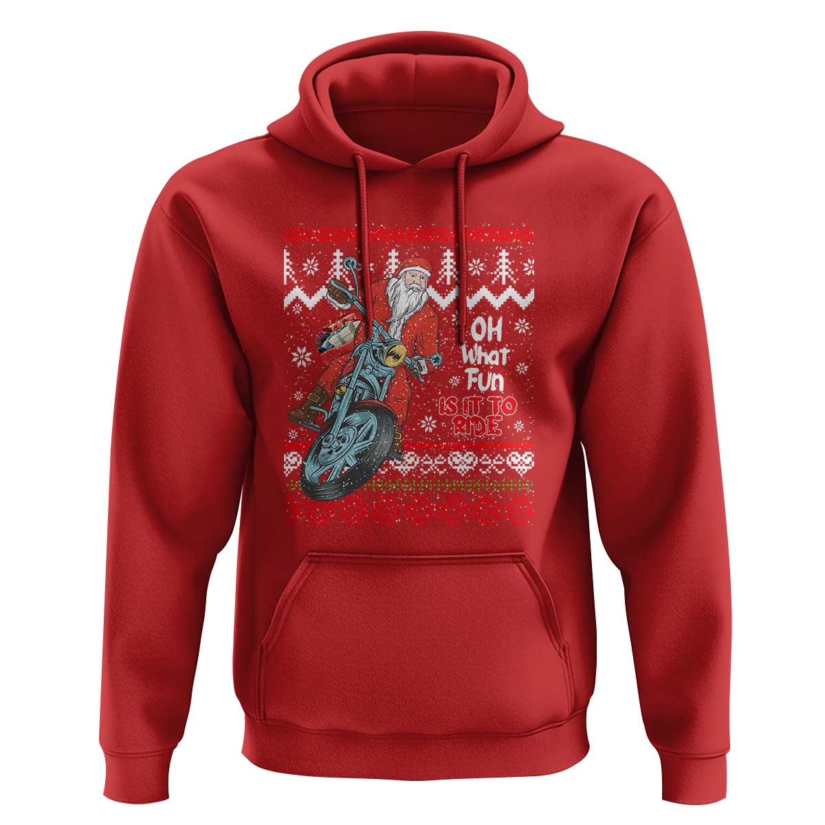 Biker Santa Claus Hoodie Christmas Motorcycle Oh What Fun It Is To Ride Ugly Sweater