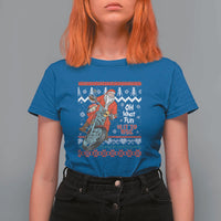 Biker Santa Claus T Shirt For Women Christmas Motorcycle Oh What Fun It Is To Ride Ugly Sweater - Wonder Print Shop
