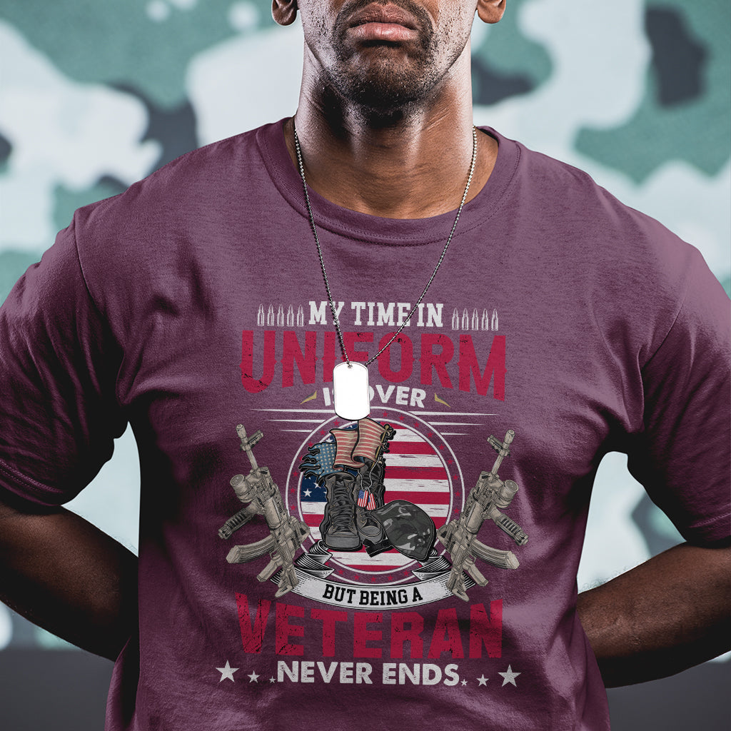 My Time In Uniform Is Over But Being A Veteran Never Ends US Veteran Pride Dog Tag T Shirt - Wonder Print Shop
