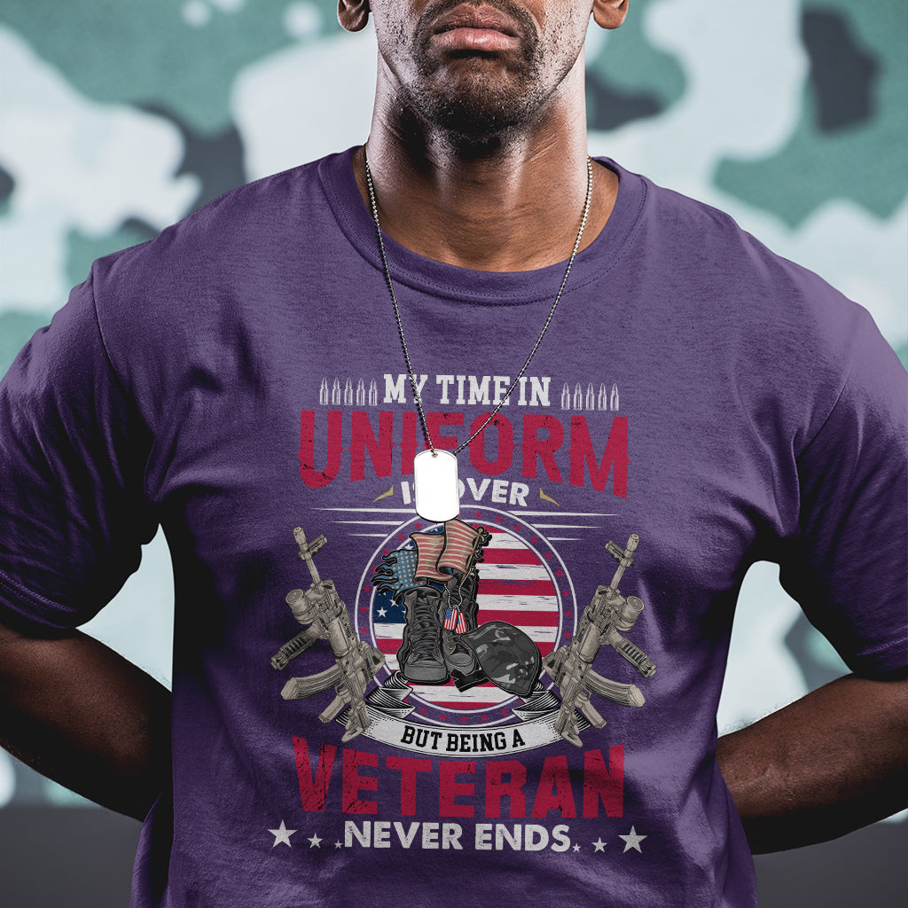 My Time In Uniform Is Over But Being A Veteran Never Ends US Veteran Pride Dog Tag T Shirt - Wonder Print Shop