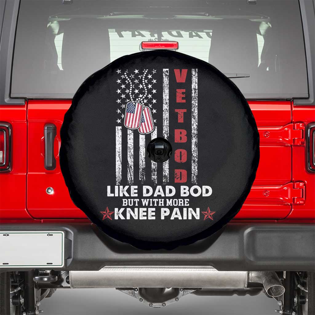 American Vetbod Spare Tire Cover Like Dad Bod But With More Knee Pain Patriotic Dog Tag US Flag