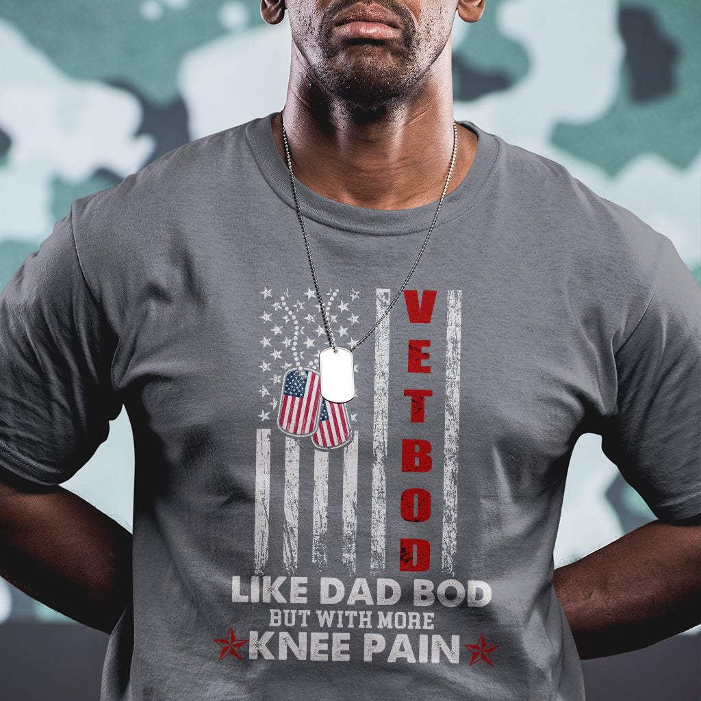 Vet Bod Like Dad Bod But With More Knee Pain Dog Tag Funny Veteran Dad T Shirt - Wonder Print Shop