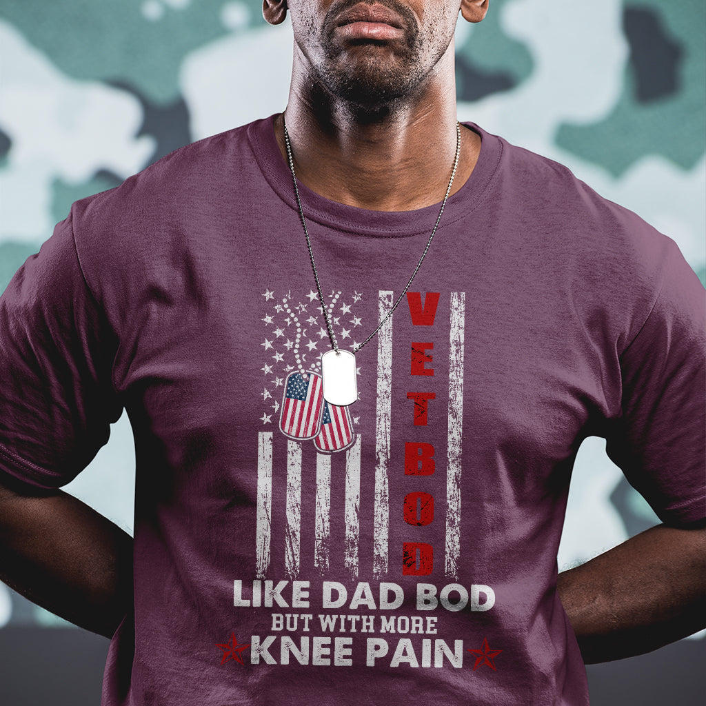 Vet Bod Like Dad Bod But With More Knee Pain Dog Tag Funny Veteran Dad T Shirt - Wonder Print Shop