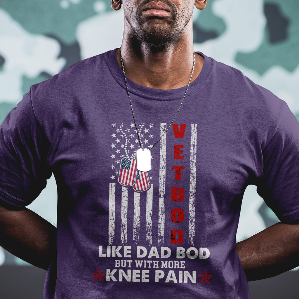 Vet Bod Like Dad Bod But With More Knee Pain Dog Tag Funny Veteran Dad T Shirt - Wonder Print Shop