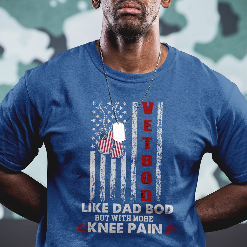 Vet Bod Like Dad Bod But With More Knee Pain Dog Tag Funny Veteran Dad T Shirt - Wonder Print Shop