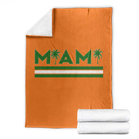 Retro Miami Palm Tree Throw Blanket Vintage South Florida Pride Distressed Orange and Green