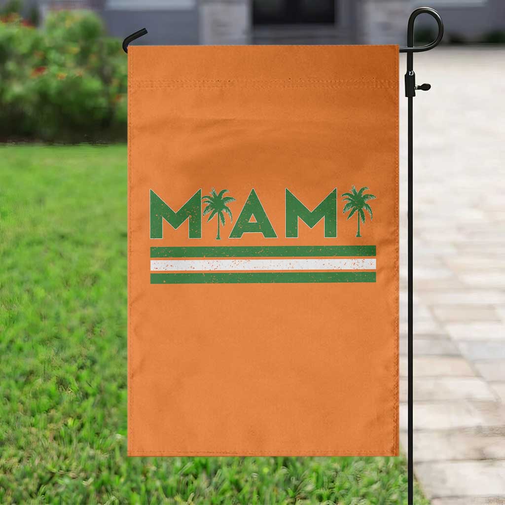 Retro Miami Palm Tree Garden Flag Vintage South Florida Pride Distressed Orange and Green