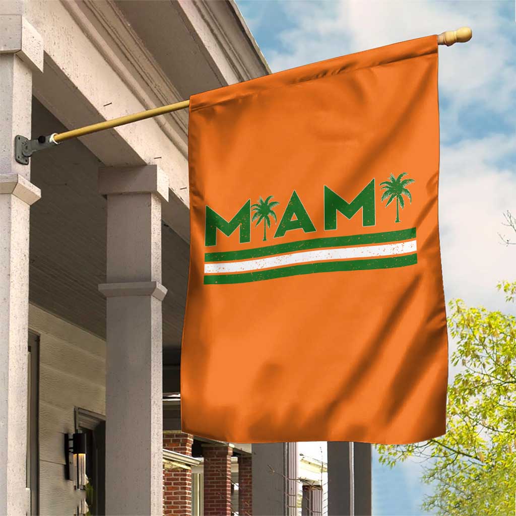 Retro Miami Palm Tree Garden Flag Vintage South Florida Pride Distressed Orange and Green