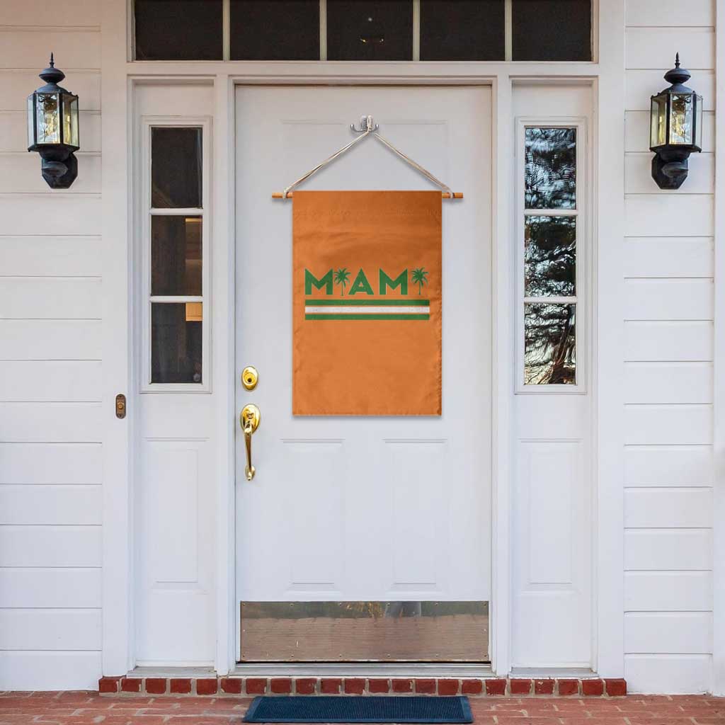 Retro Miami Palm Tree Garden Flag Vintage South Florida Pride Distressed Orange and Green