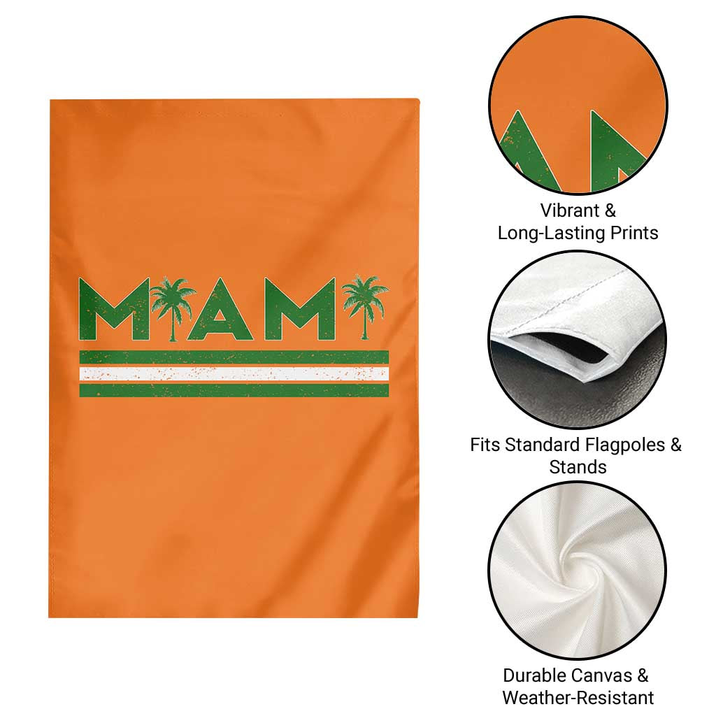 Retro Miami Palm Tree Garden Flag Vintage South Florida Pride Distressed Orange and Green