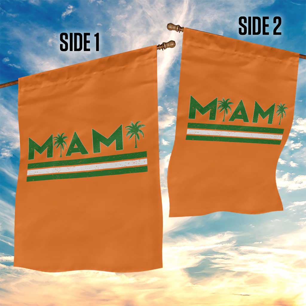 Retro Miami Palm Tree Garden Flag Vintage South Florida Pride Distressed Orange and Green