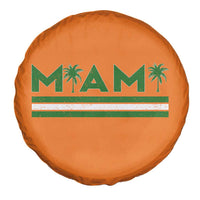 Retro Miami Palm Tree Spare Tire Cover Vintage South Florida Pride Distressed Orange and Green