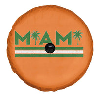 Retro Miami Palm Tree Spare Tire Cover Vintage South Florida Pride Distressed Orange and Green