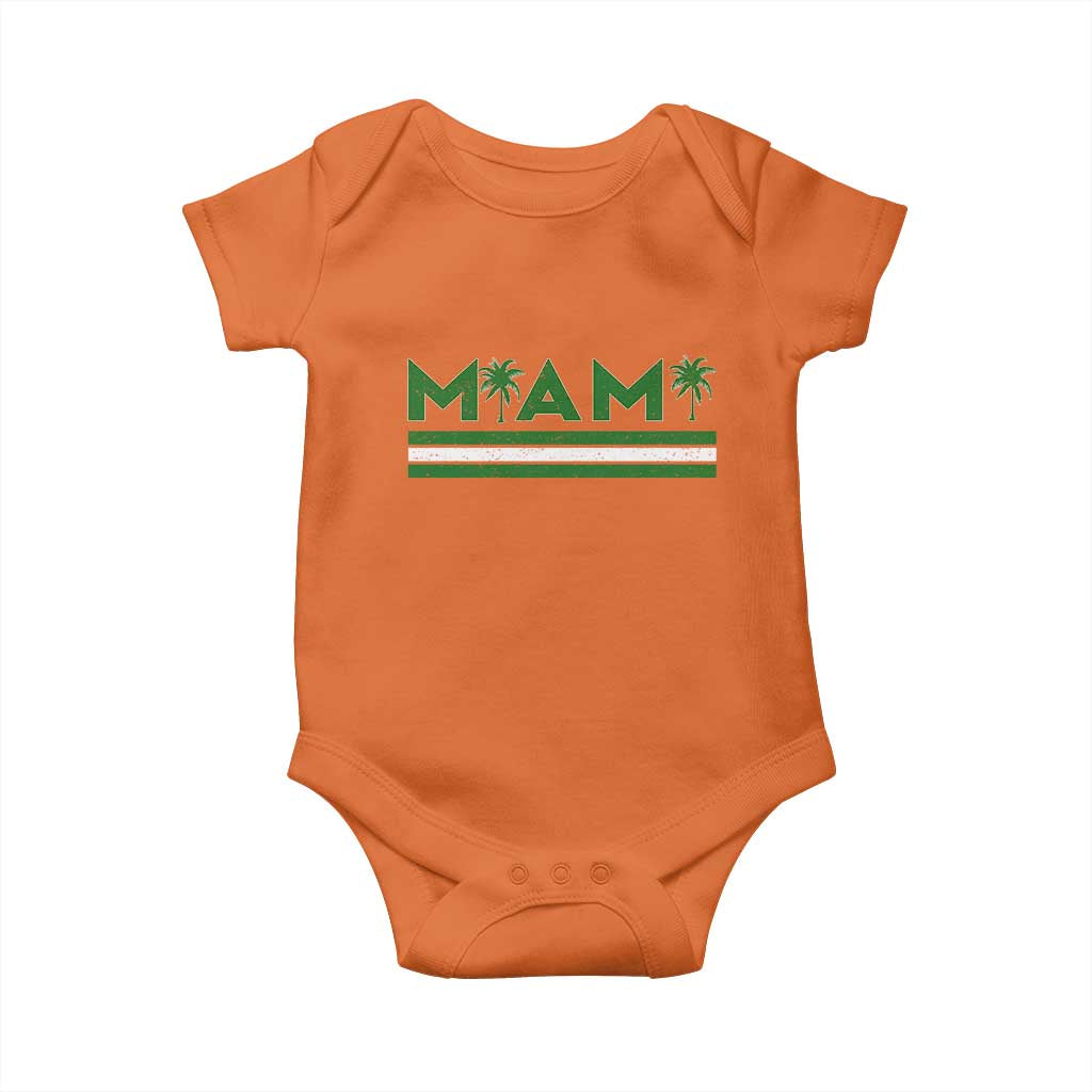 Retro Miami Palm Tree Baby Onesie Vintage South Florida Pride Distressed Orange and Green