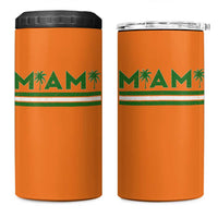 Retro Miami Palm Tree 4 in 1 Can Cooler Tumbler Vintage South Florida Pride Distressed Orange and Green