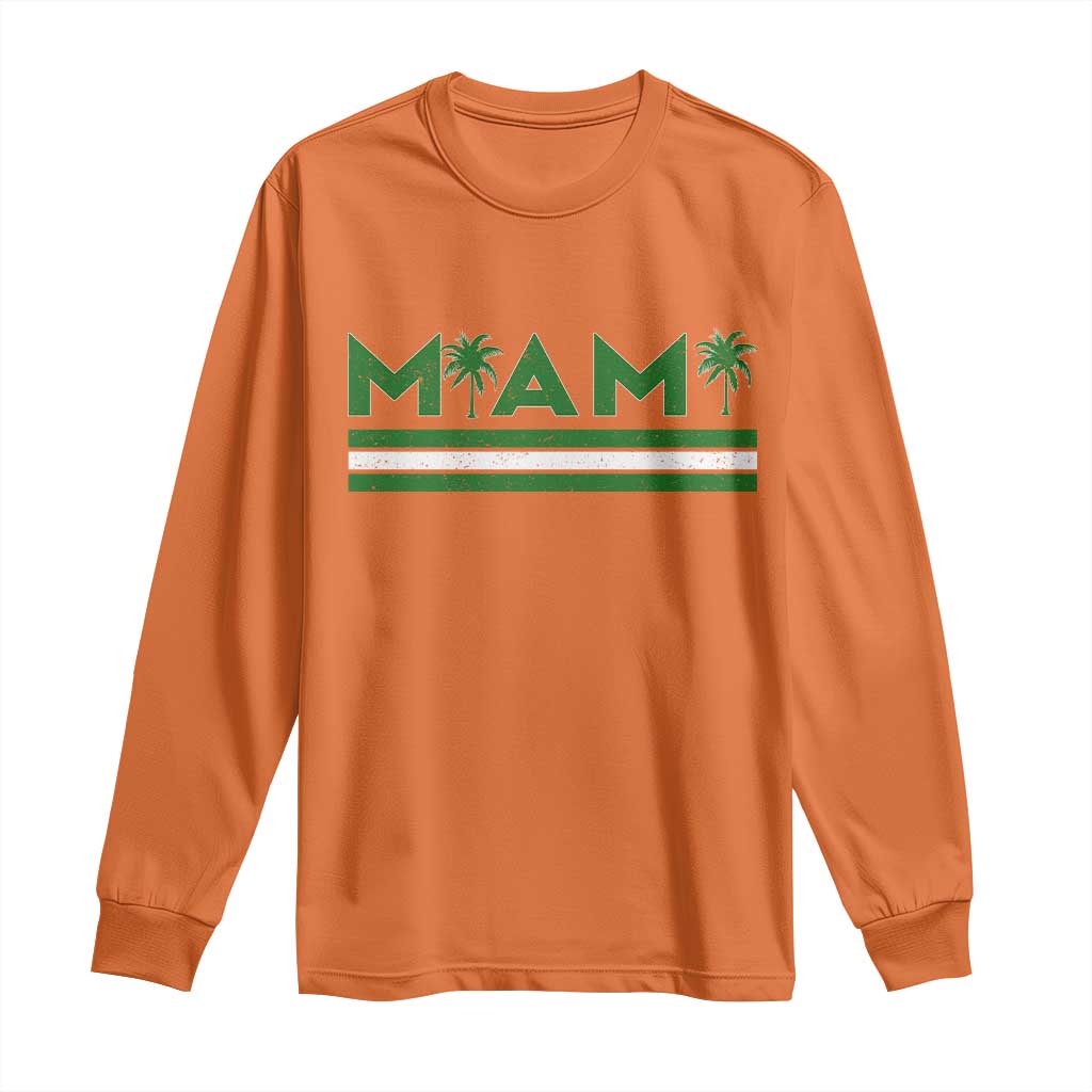 Retro Miami Palm Tree Long Sleeve Shirt Vintage South Florida Pride Distressed Orange and Green