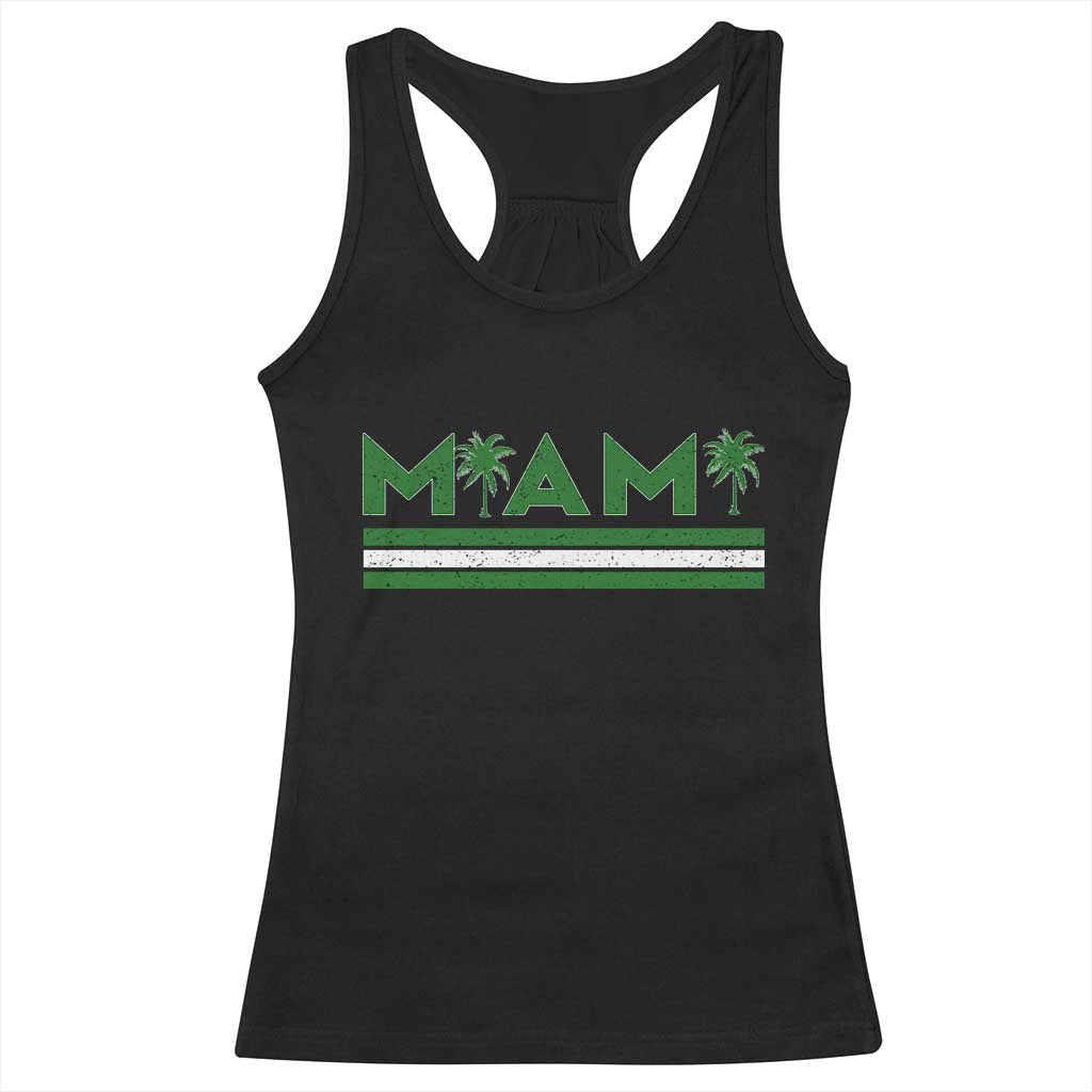 Retro Miami Palm Tree Racerback Tank Top Vintage South Florida Pride Distressed Orange and Green