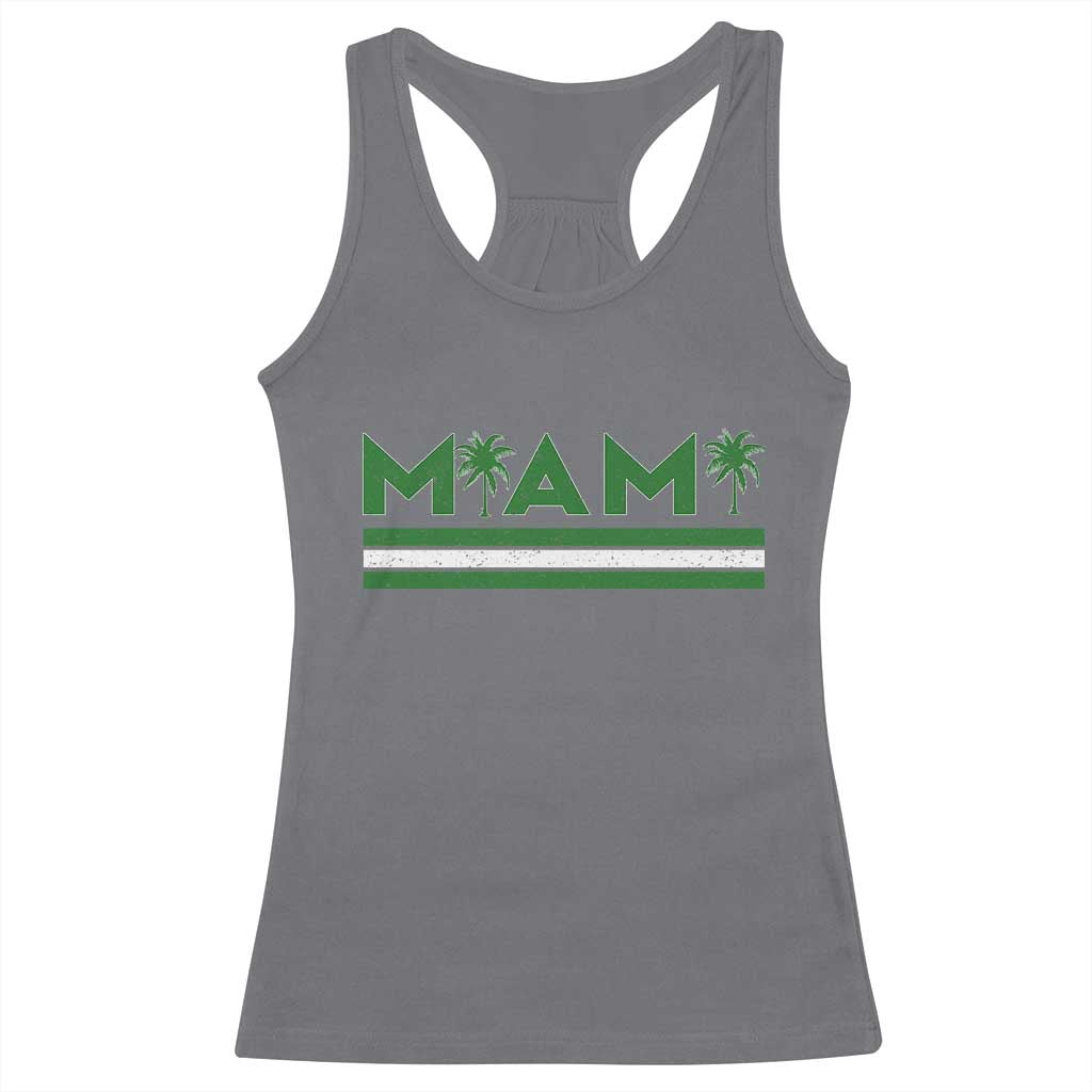Retro Miami Palm Tree Racerback Tank Top Vintage South Florida Pride Distressed Orange and Green