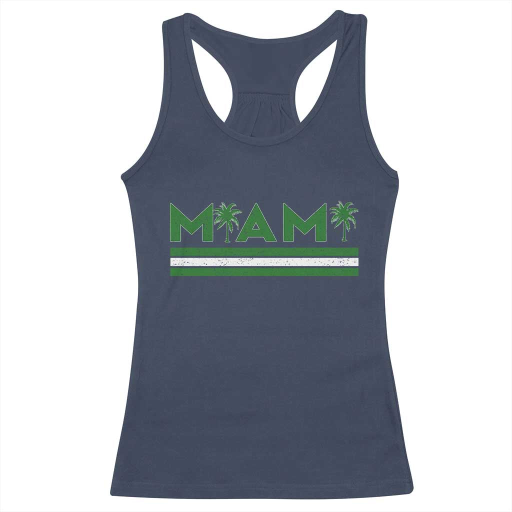 Retro Miami Palm Tree Racerback Tank Top Vintage South Florida Pride Distressed Orange and Green