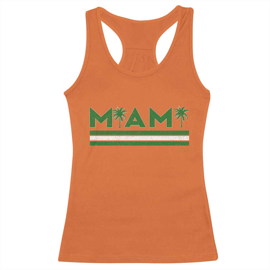 Retro Miami Palm Tree Racerback Tank Top Vintage South Florida Pride Distressed Orange and Green