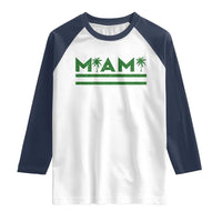 Retro Miami Palm Tree Raglan Shirt Vintage South Florida Pride Distressed Orange and Green