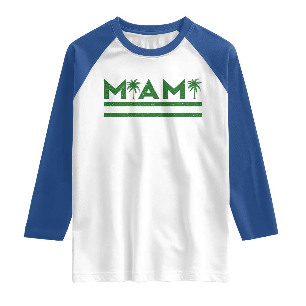 Retro Miami Palm Tree Raglan Shirt Vintage South Florida Pride Distressed Orange and Green