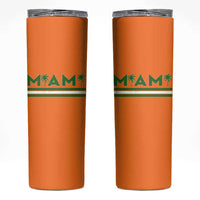 Retro Miami Palm Tree Skinny Tumbler Vintage South Florida Pride Distressed Orange and Green