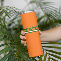 Retro Miami Palm Tree Skinny Tumbler Vintage South Florida Pride Distressed Orange and Green