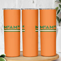 Retro Miami Palm Tree Skinny Tumbler Vintage South Florida Pride Distressed Orange and Green