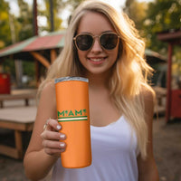 Retro Miami Palm Tree Skinny Tumbler Vintage South Florida Pride Distressed Orange and Green