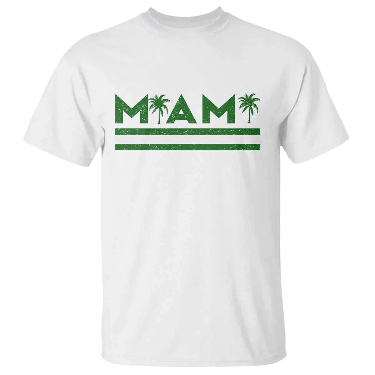 Retro Miami Palm Tree T Shirt Vintage South Florida Pride Distressed Orange and Green