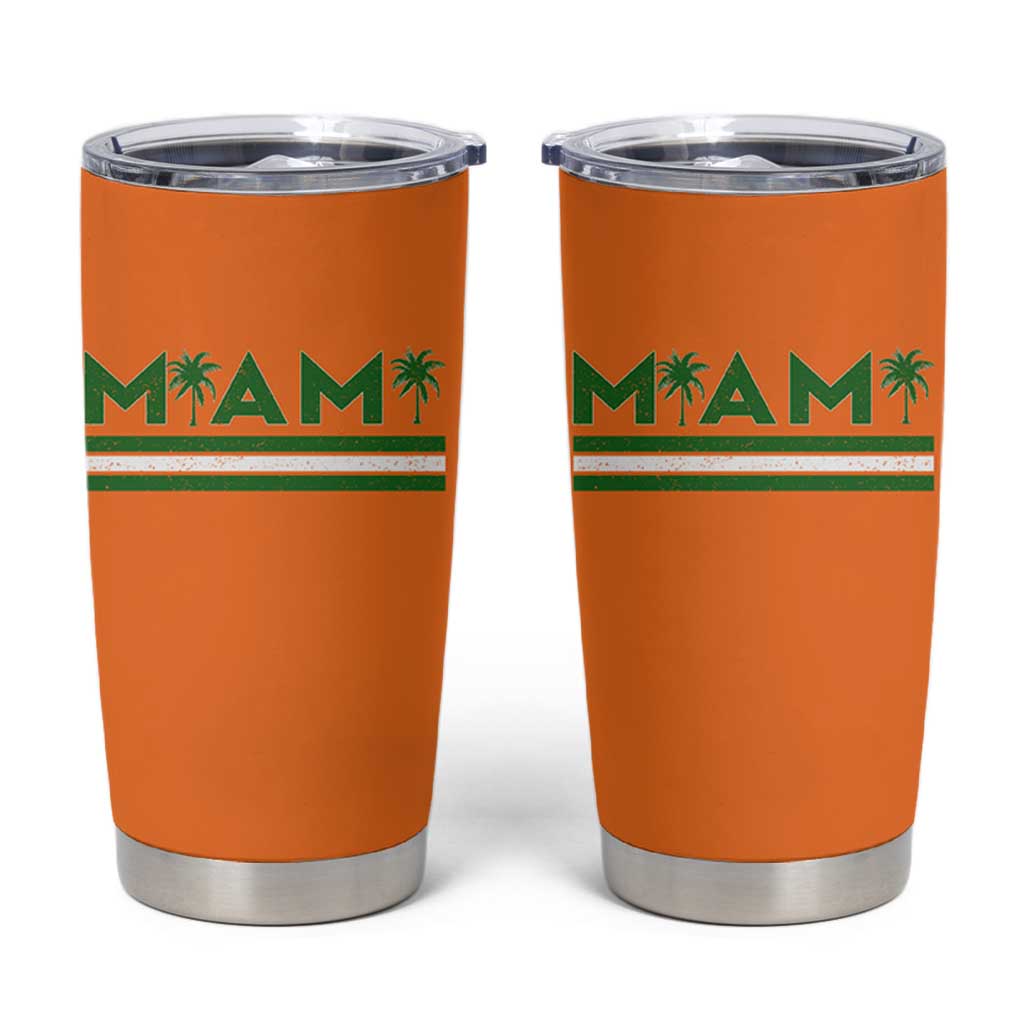 Retro Miami Palm Tree Tumbler Cup Vintage South Florida Pride Distressed Orange and Green