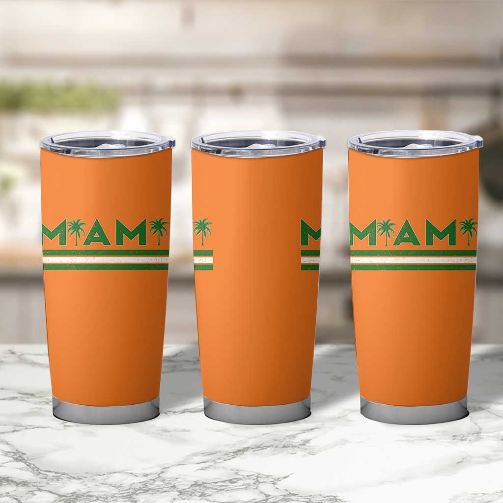 Retro Miami Palm Tree Tumbler Cup Vintage South Florida Pride Distressed Orange and Green