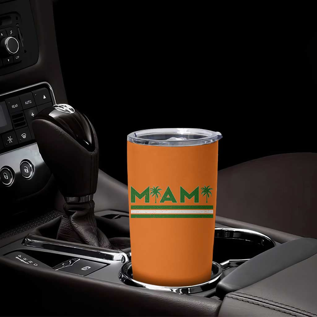 Retro Miami Palm Tree Tumbler Cup Vintage South Florida Pride Distressed Orange and Green