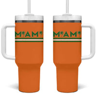 Retro Miami Palm Tree Tumbler With Handle Vintage South Florida Pride Distressed Orange and Green