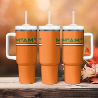Retro Miami Palm Tree Tumbler With Handle Vintage South Florida Pride Distressed Orange and Green