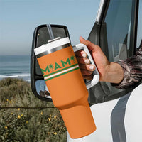 Retro Miami Palm Tree Tumbler With Handle Vintage South Florida Pride Distressed Orange and Green